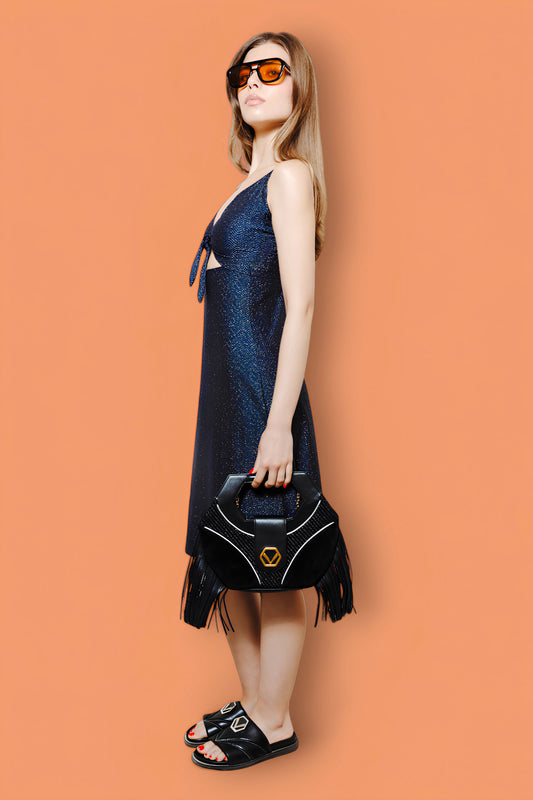 NODO SWING DRESS SHINY DENIM