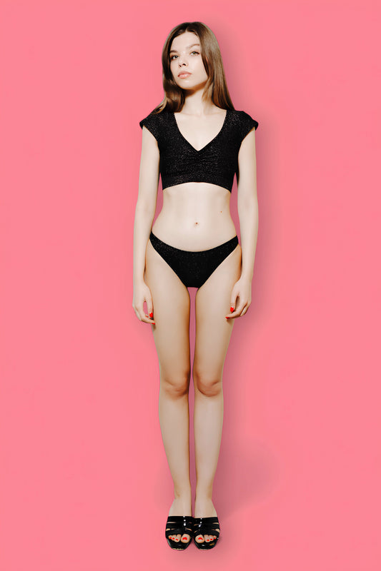 ALETTA SIMPLE BIKINI SPARKLY BLACK