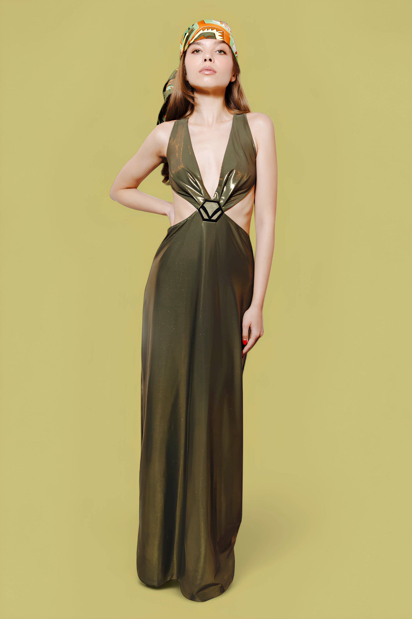 LOGO LONG DRESS GOLD