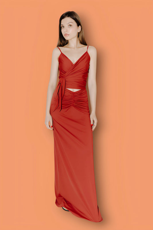 WRAP DRESS BRANDY