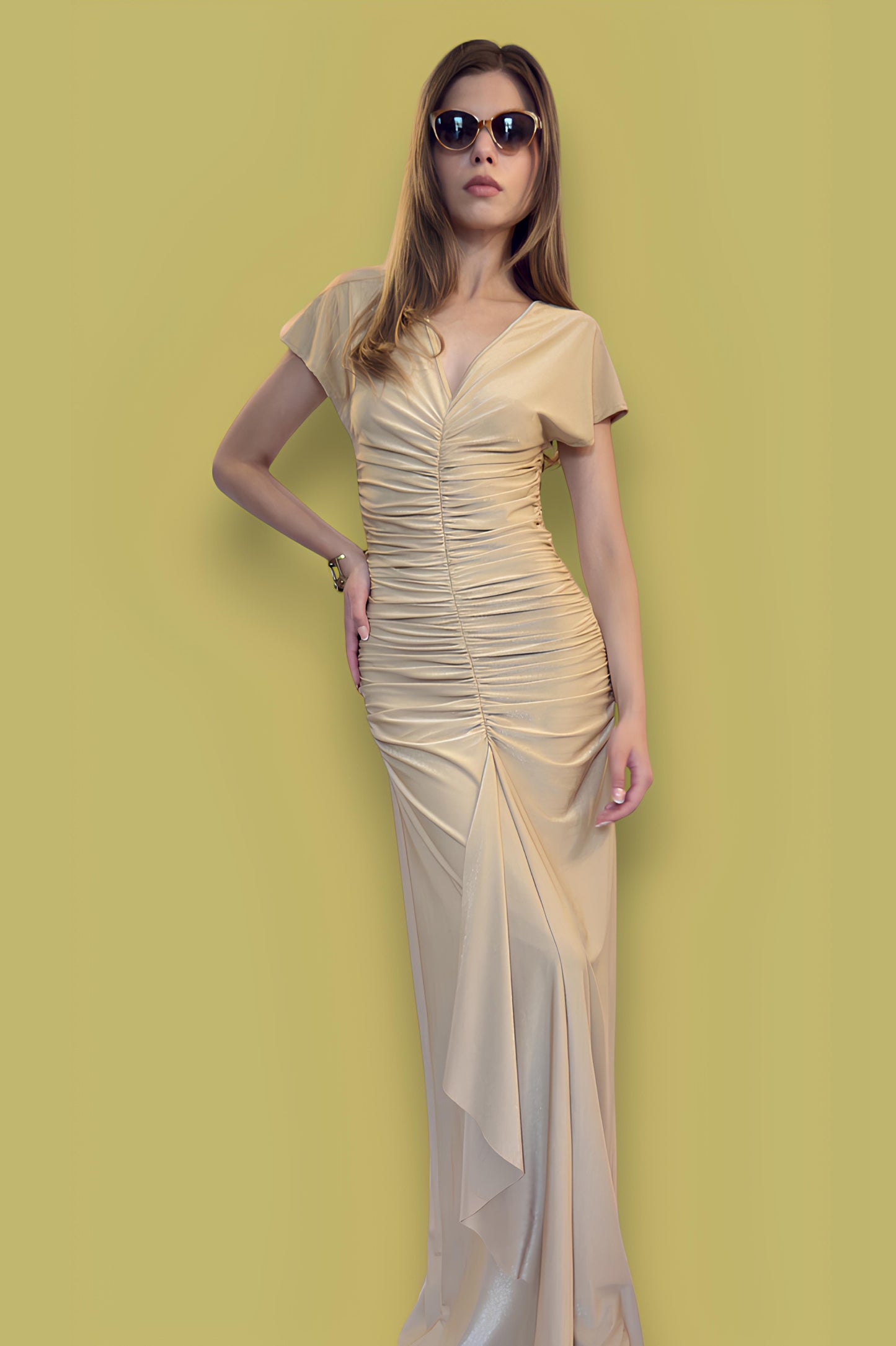 BUTTERFLY DRESS WITH SLEEVES GOLD SHIMMER