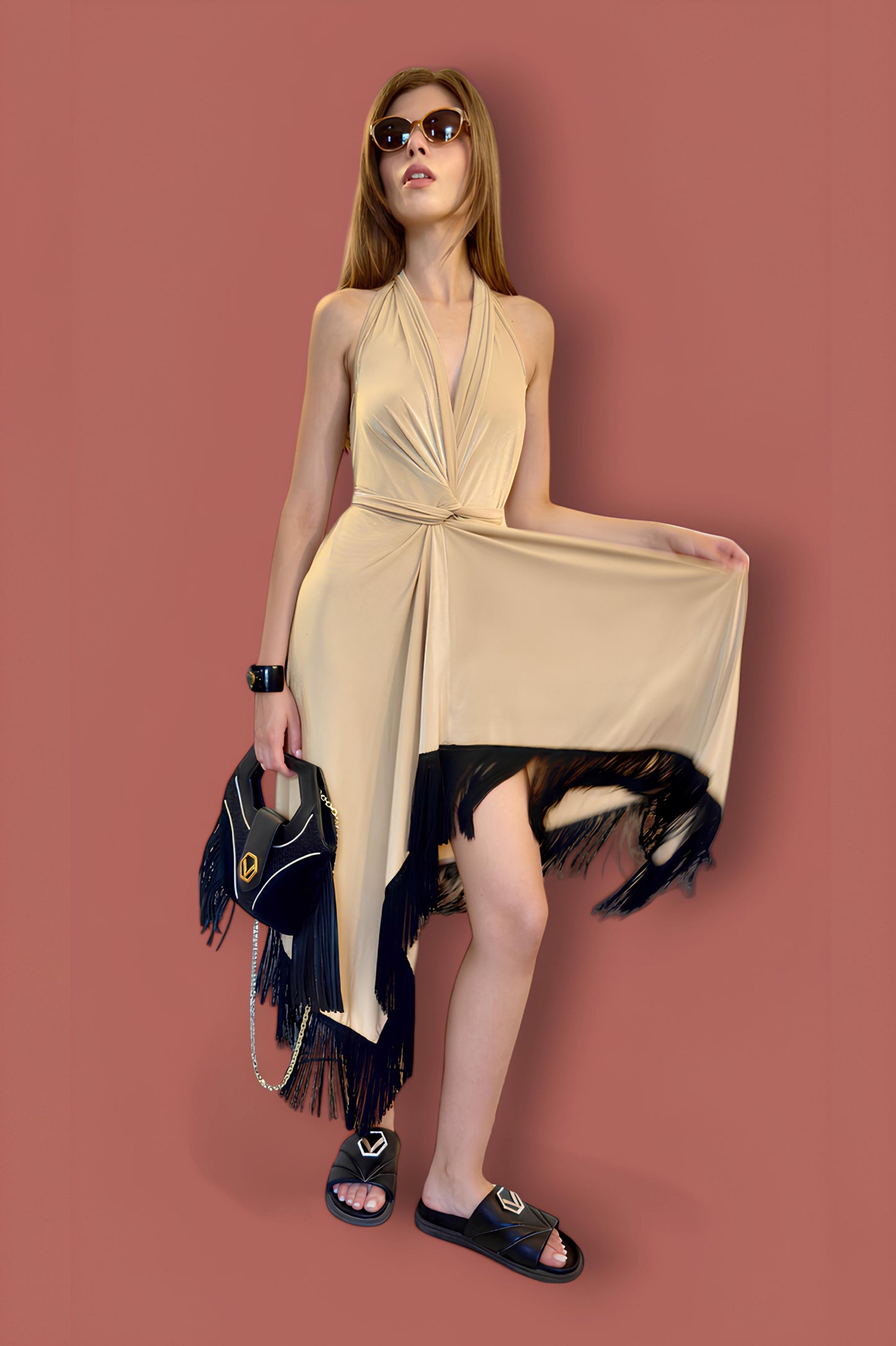 MILLE E UNA NOTTE DRESS GOLD SHIMMER